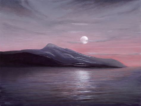 Moon Over Ocean Painting at PaintingValley.com | Explore collection of ...