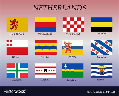 All flags netherlands regions Royalty Free Vector Image