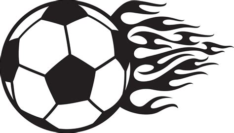 Flaming football or soccer ball black and white. Vector illustration ...