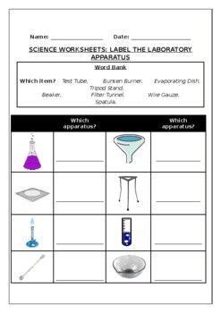 science worksheets label, the laboratory and word bank for students to ...