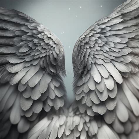 Generative AI: Realistic Angel Wings Background with a White Wing of a Bird Stock Illustration ...