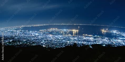 Kobe Night View from Mt. Maya (Mayayama) in Kobe, Japan. Three Major ...