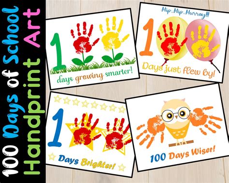 100 Days of School Handprint Art Craft, 100th Day of School Activities ...