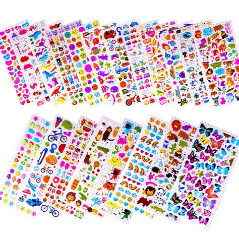 Buy Stickers for Kids 1500+, 20 Different Sheets, 3D Puffy Stickers, Bulk Kids Stickers for ...