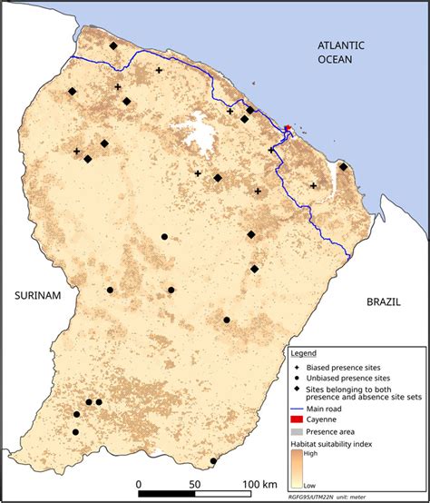 Map of unbiased and biased presence sites, for k = 20. Cayenne city and... | Download Scientific ...