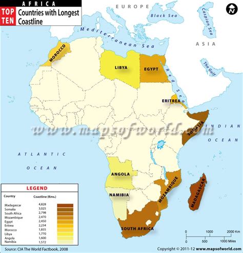 Map of African Countries with Longest Coastlines