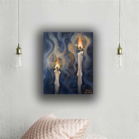 Hand painted canvas candles in the dark. Cozy, comforting original artwork big and small in my ...