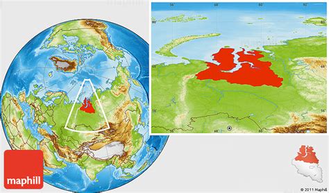 Physical Location Map of Yamalo-Nenets Autonomous Okrug