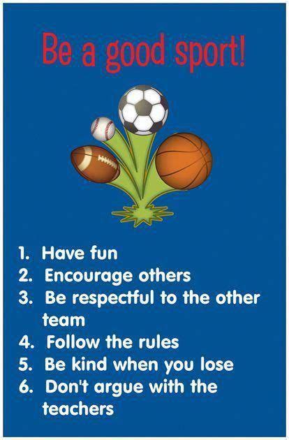 Rules for being a good sport | School sports theme, Physical education ...