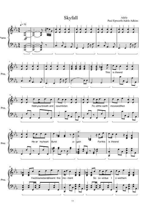 Skyfall (arr. Adele Adkins) Sheet Music | Adele | Piano Solo