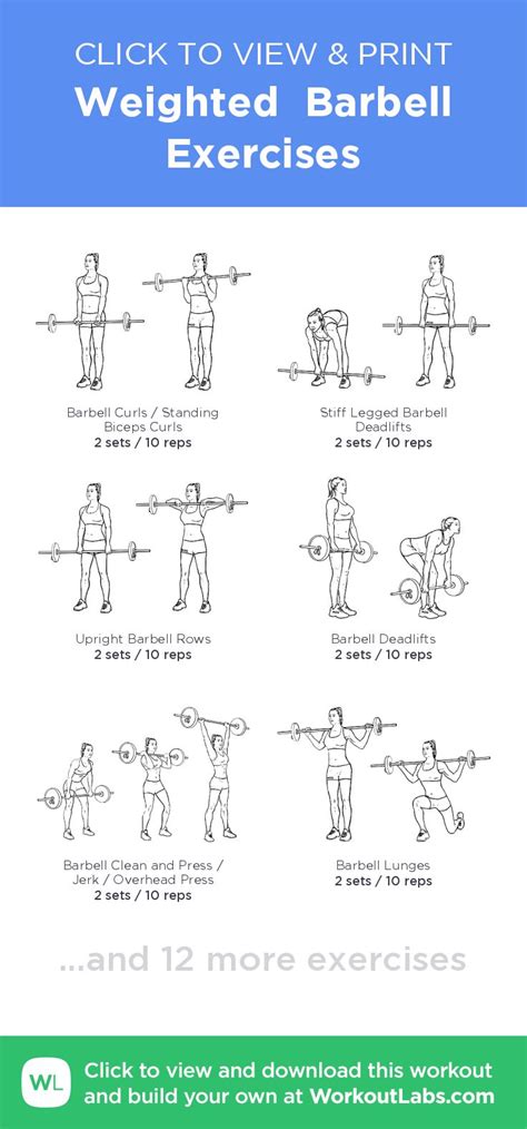 Weighted Barbell Exercises – click to view and print this illustrated ...