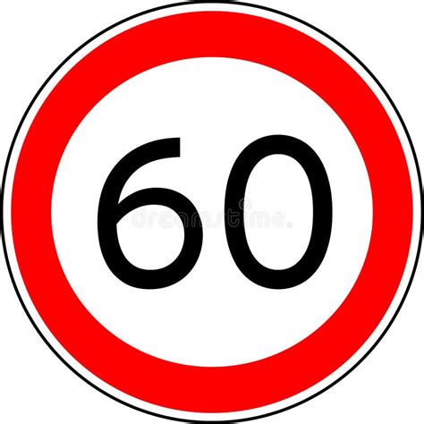 Traffic Sign Speed Limit 60, Vector Max Speed 60 Kmh Stock Illustration ...