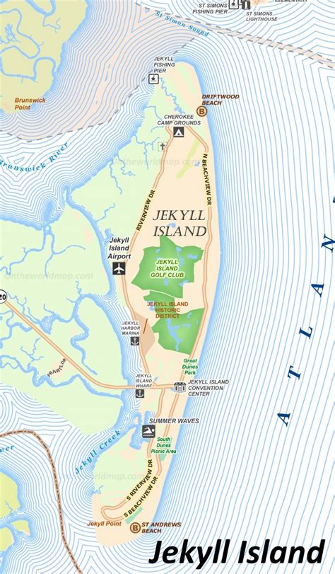 Jekyll Island Tourist Map - Ontheworldmap.com