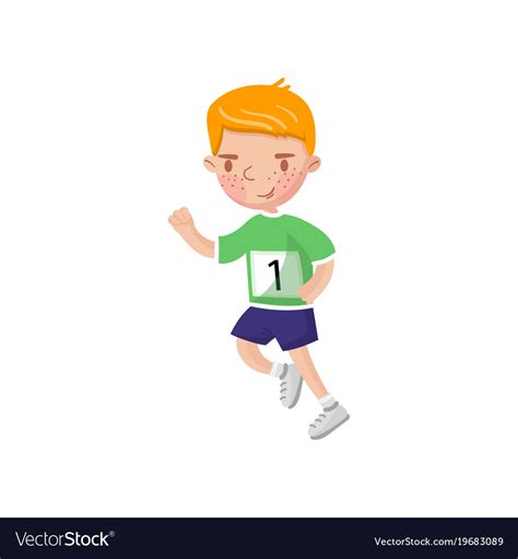 Little boy running kids physical activity cartoon Vector Image