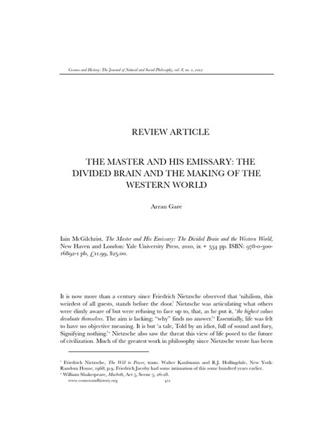 Review Article The Master and His Emissary | PDF | Friedrich Nietzsche ...