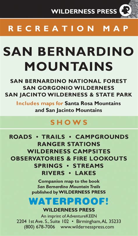 San Bernardino Mountain Trails Map - AdventureKEEN Shop