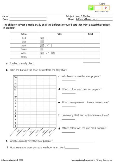 Tally Charts And Frequency Tables Worksheets