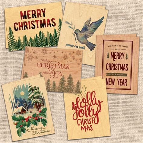 Wood Christmas Cards - Boxed set of 10 | Cards of Wood