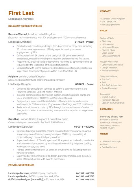 Minimalist Architecture Resume Example for 2023 | Resume Worded