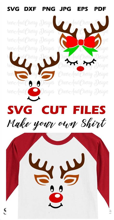 Reindeer face Svg for boy and girl Christmas SVG for Cricut image 3 Christmas Svg Files ...