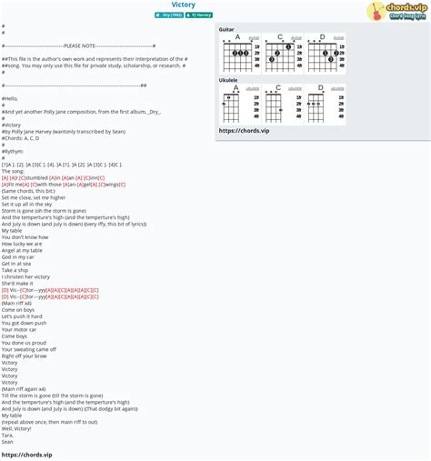 Chord: Victory - PJ Harvey - tab, song lyric, sheet, guitar, ukulele ...