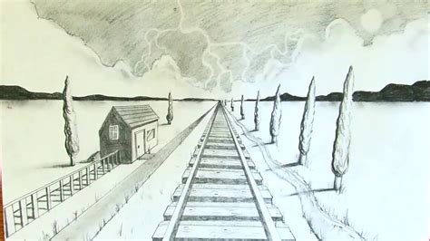 One-Point Perspective Demo: Train Tracks (Part Three of Three) - YouTube