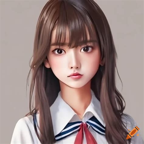 Cell animation portrait of japanese good-looking determined actress age of 14 height 160cm bust ...