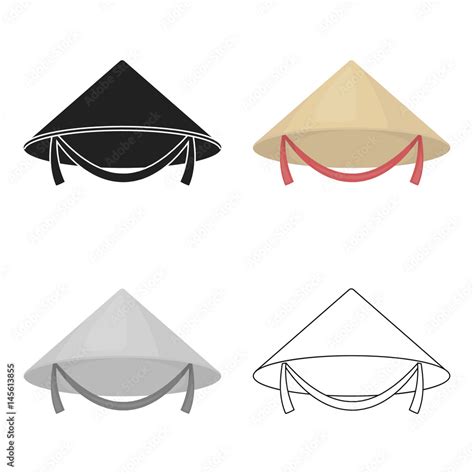 Conical hat icon in cartoon style isolated on white background. Hats ...