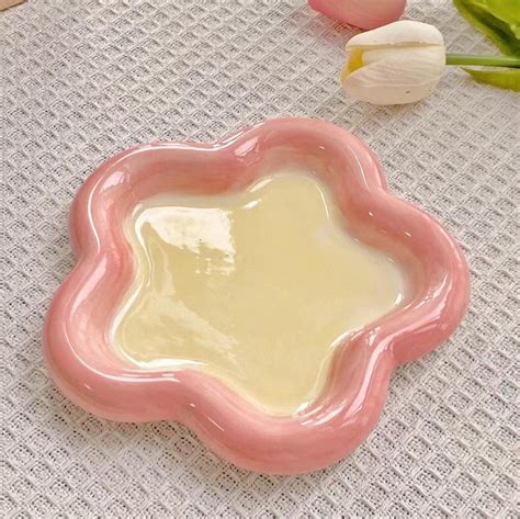 Pastel Little Flower Ceramic Dish Plate - Rumi Living | Clay pottery ...