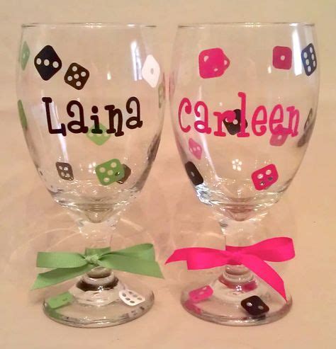 Personalized BUNCO WINE GLASSES Goblets with Dice, Name, Word or Initial Bunco Prize for Bunco ...