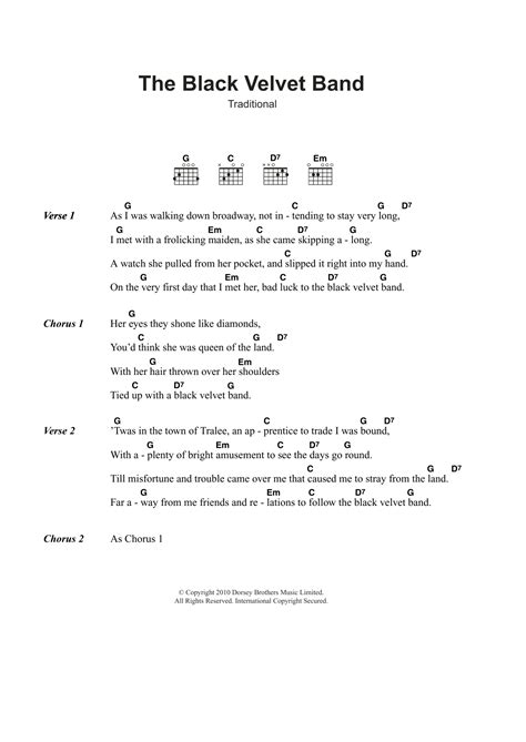 The Black Velvet Band by Irish Folksong Sheet Music for Guitar Chords ...