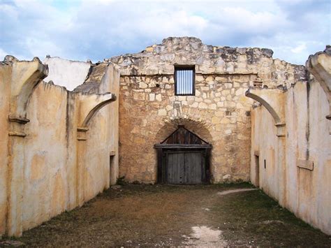 View from inside The Alamo, looking at the backside of the facade, at the movie set of Alamo ...