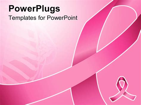 PowerPoint Template: pink ribbon for fighting breast cancer with women ...