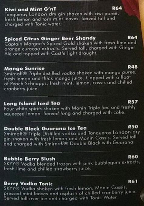 Menu at CAPELLO pub & bar, Midrand, Shop No. 42