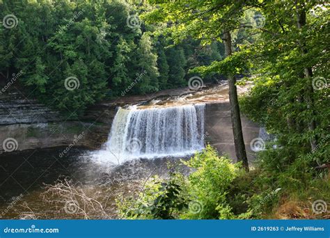 Waterfalls in Upper Peninsula Stock Image - Image of forest, beauty ...