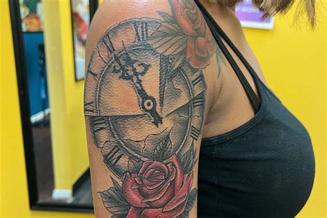 Discover 62+ rose clock tattoo best - vova.edu.vn