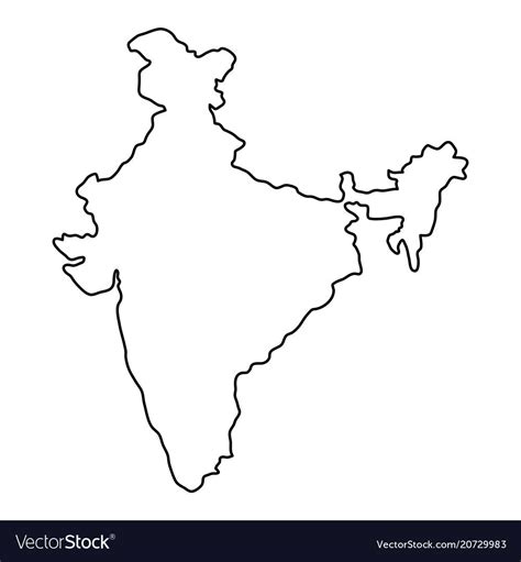 india outline map on white background