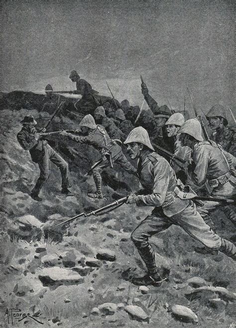 British troops rushing the top of Spion Kop during the Battle of Spion Kop on 24th January 1900 ...