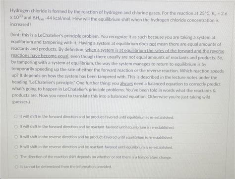 Solved Hydrogen chloride is formed by the reaction of | Chegg.com