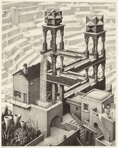 M.C. Escher "Waterfall" (1961) 2338 x 2936 : r/ArtPorn