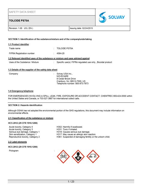 MSDS Tetra Hydroxy Methyl Phosphonium sulphate-THPS | PDF | Toxicity | Chemical Reactions