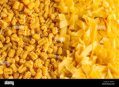 Variety of egg pasta background Stock Photo - Alamy