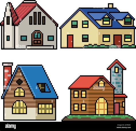 pixel art set isolated village house Stock Vector Image & Art - Alamy