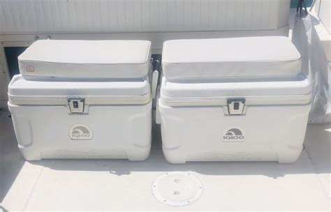 2 Igloo Marine Elite coolers with seat cushions. | Bloodydecks