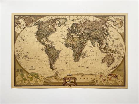 National Geographic World Map World Map Wall Art World - Etsy UK