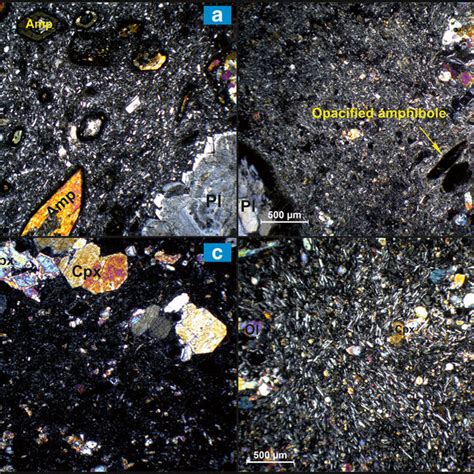 Photomicrographs showing the main characteristics of volcanic rocks (a ...