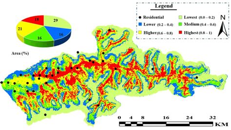 Map of flood risk assessment by the RF model. | Download Scientific Diagram