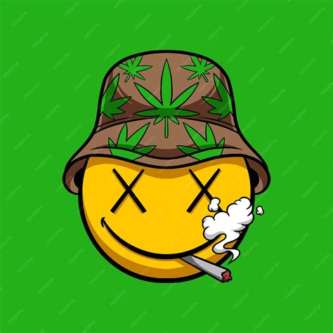 Emoji Fumer De L'herbe Dessin Animé Streetwear | Vecteur Premium