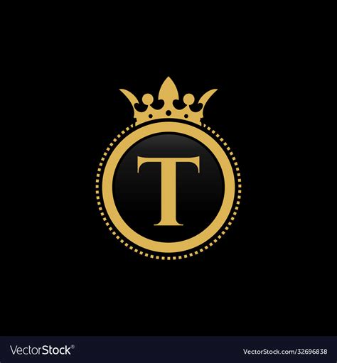 Letter t royal crown luxury logo design Royalty Free Vector