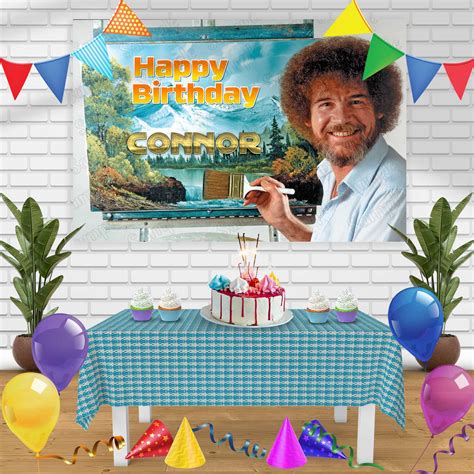 Bob Ross Birthday Banner Personalized Party Backdrop Decoration ...